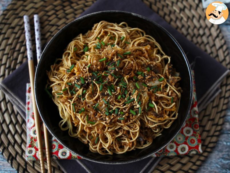 Wok de fideos chinos, verduras y proteina de soja texturizada ¡Una receta vegana! - foto 3