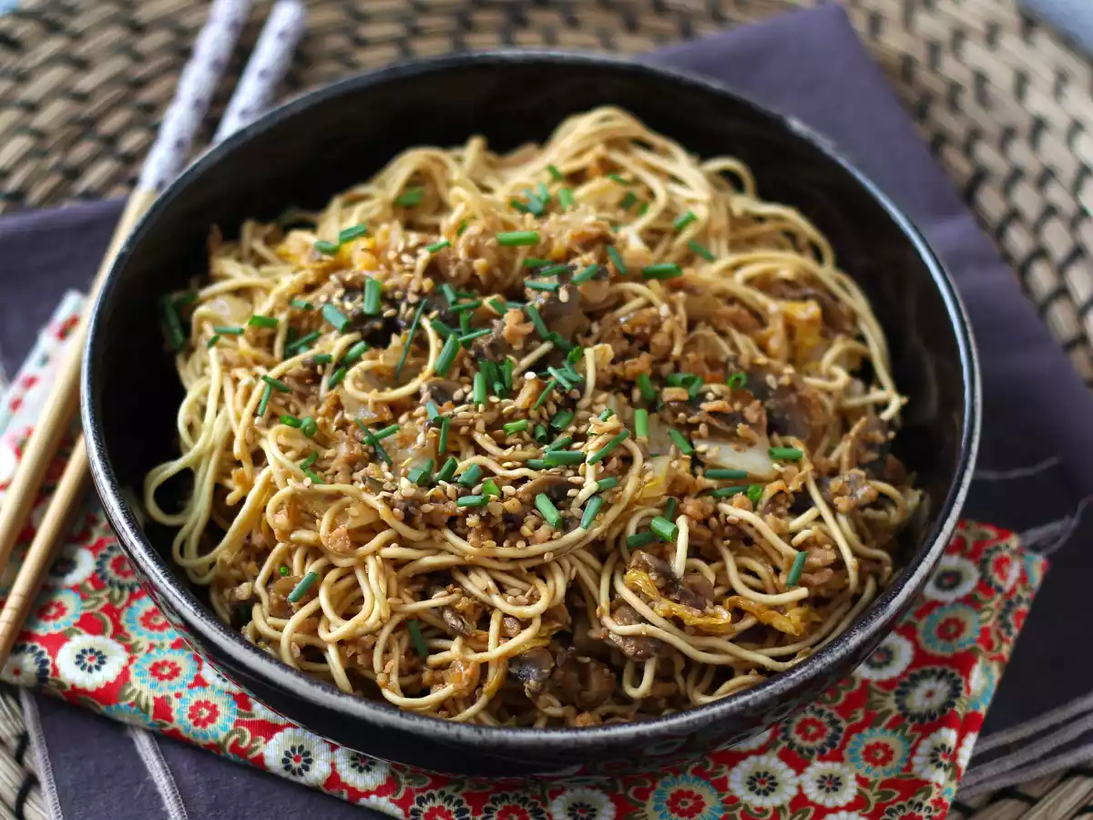 Wok de fideos chinos, verduras y proteina de soja texturizada ¡Una receta vegana! - foto 6