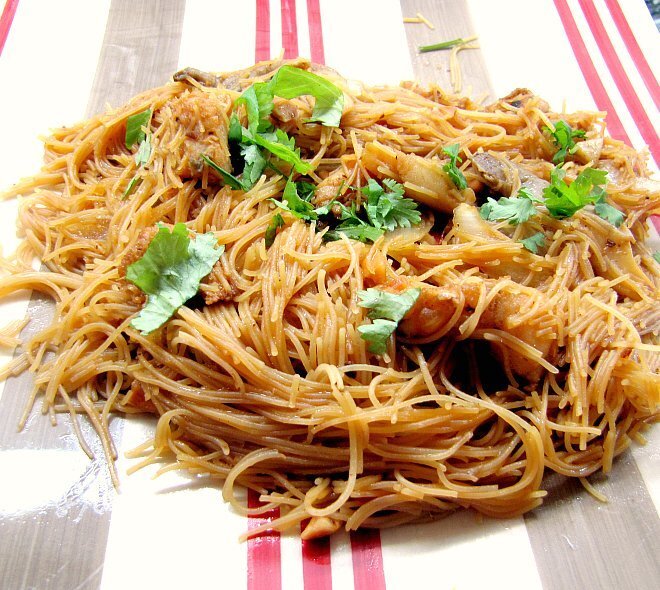 Wok de fideos de arroz, setas y rape., Receta Petitchef