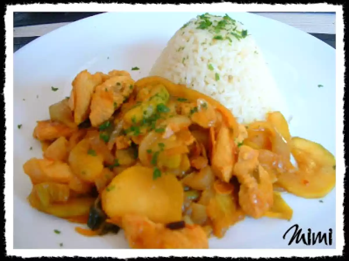 Wok de Pollo con Salsa de Curry y Coco