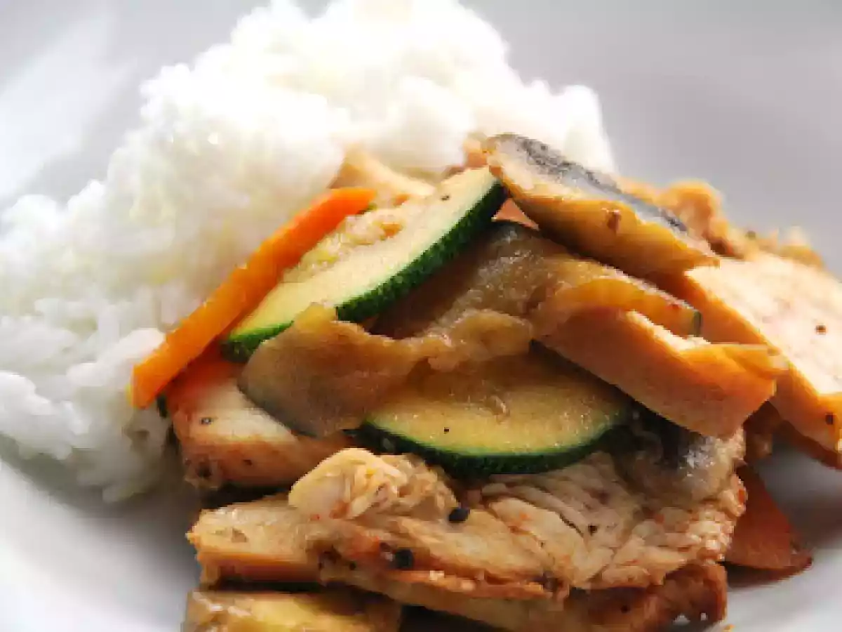 Wok de pollo con verduras