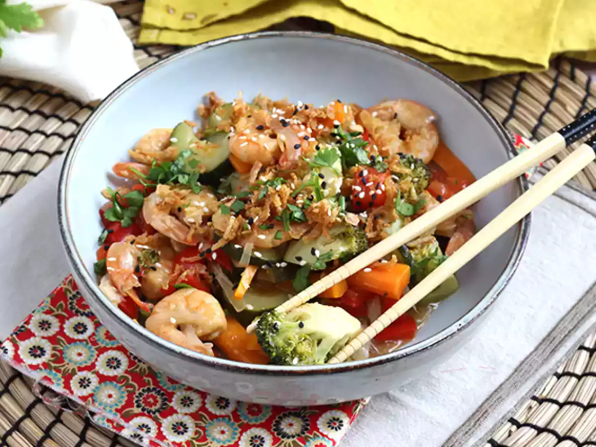 Wok de verduras con gambas - foto 4