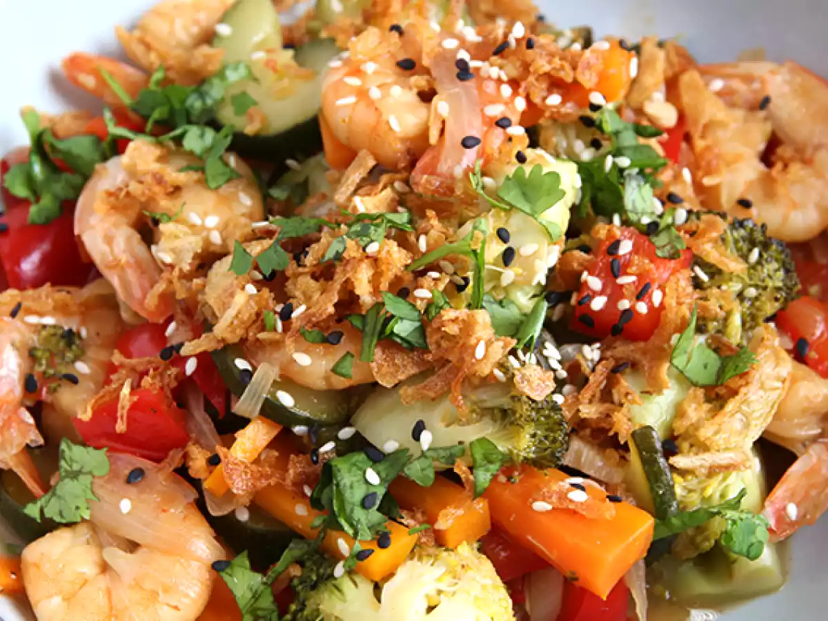Wok de verduras con gambas - foto 5