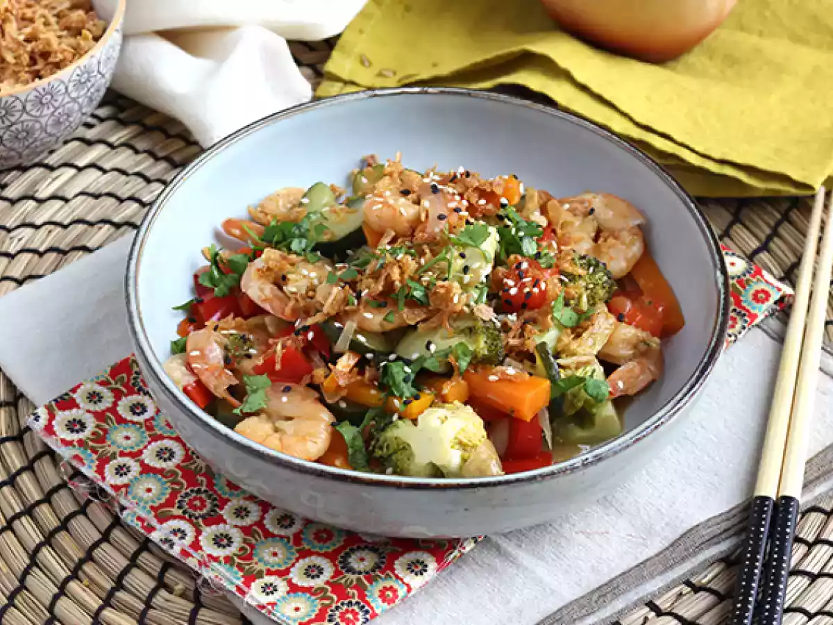 Wok de verduras con gambas - foto 6