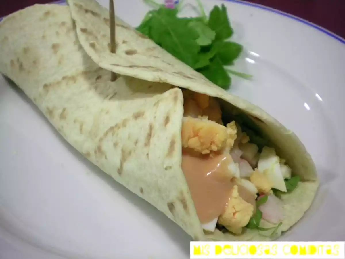 Wrap gambas y rúcula