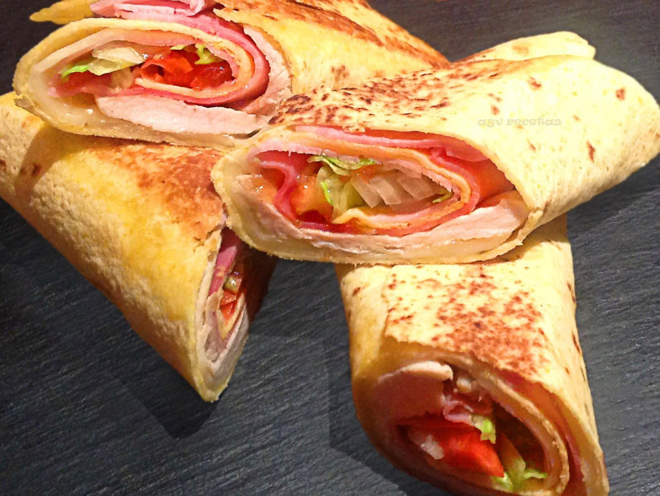 Wraps de jamon y pollo, Receta Petitchef