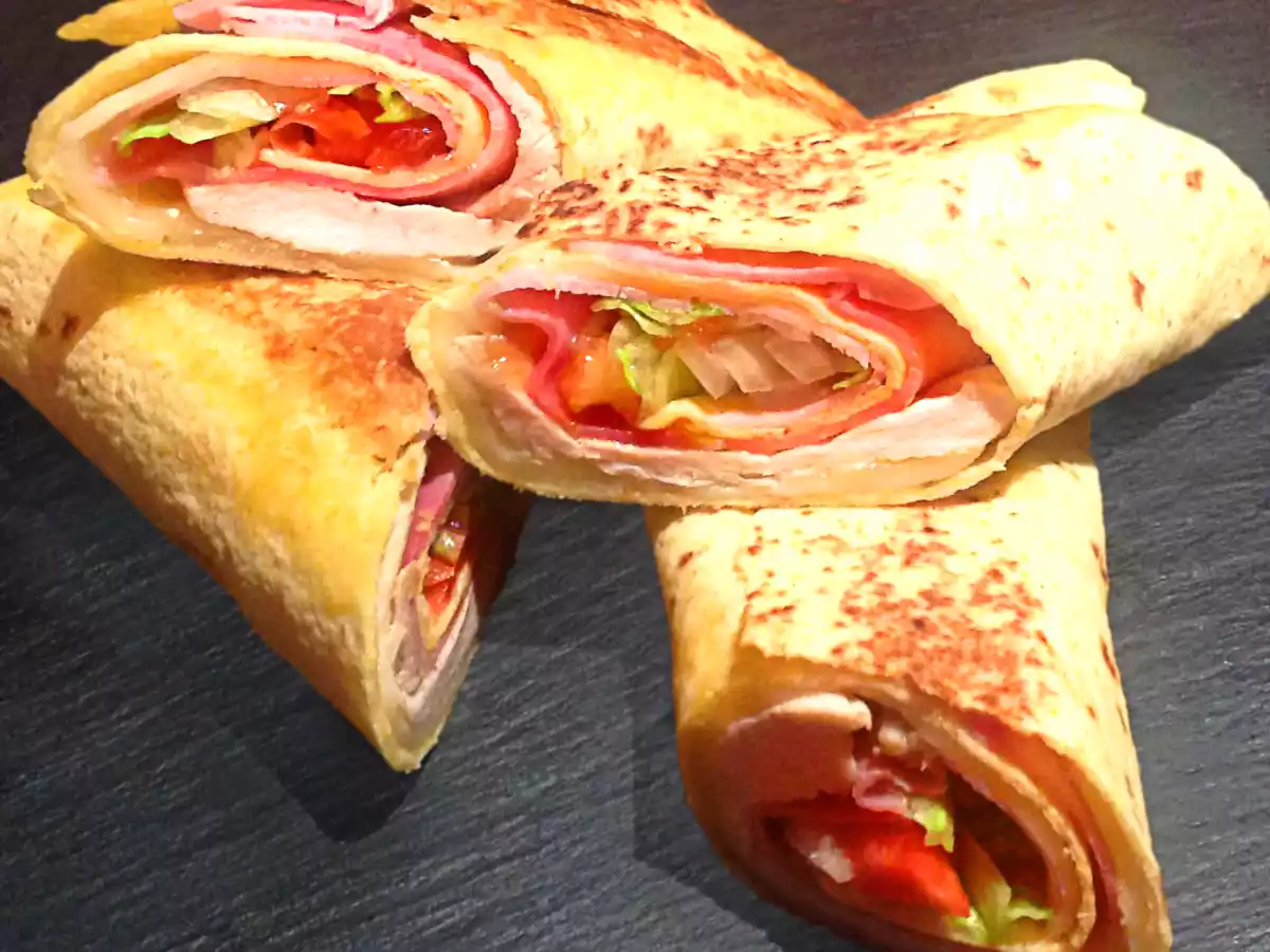 Wraps de jamon y pollo