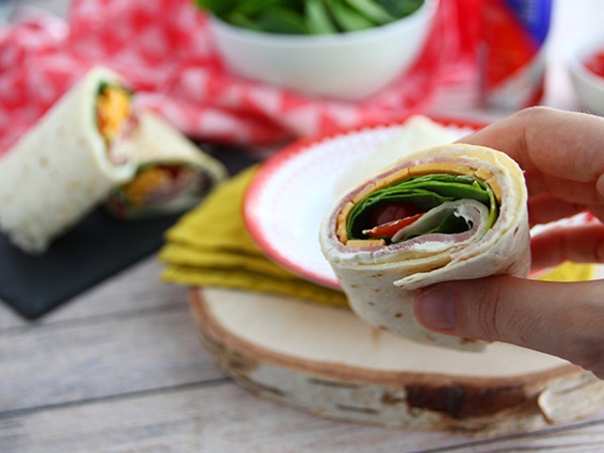 Wraps jamón, cheddar, espinacas Receta Petitchef